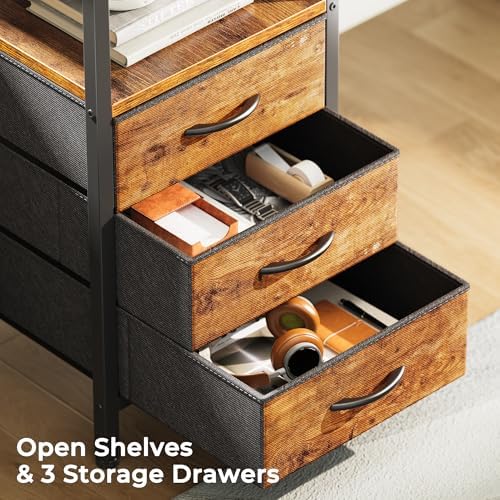 Huuger L Shaped Office Desk with Power Outlets & 3 Drawers