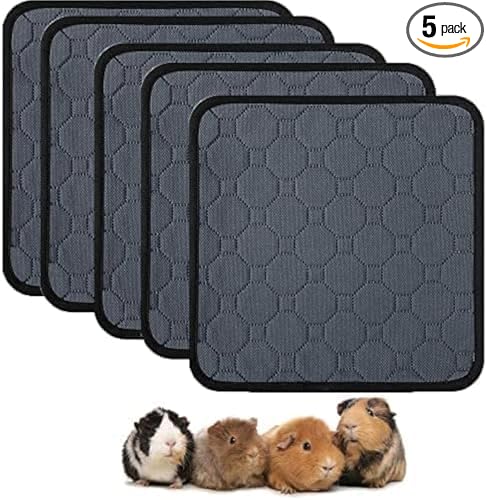 5Pcs Guinea Pig Cage Liners,Guinea Pig Fleece Cage Liners12''X12''Super Absorbent Washable Pee Pads Reusable for Rabbit Hamster Chinchilla