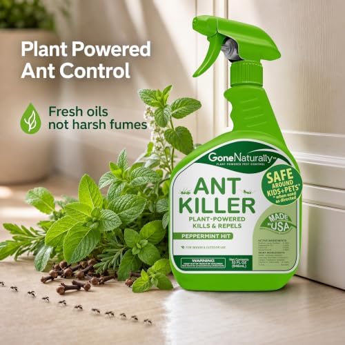 Ant Killer – Indoor & Outdoor Ant Killer Spray for Carpenter, Pavement & Little Black Ants – Peppermint Oil Ant Spray & Ant Repellent for Home – Safe Around Kids & Pets (32oz)