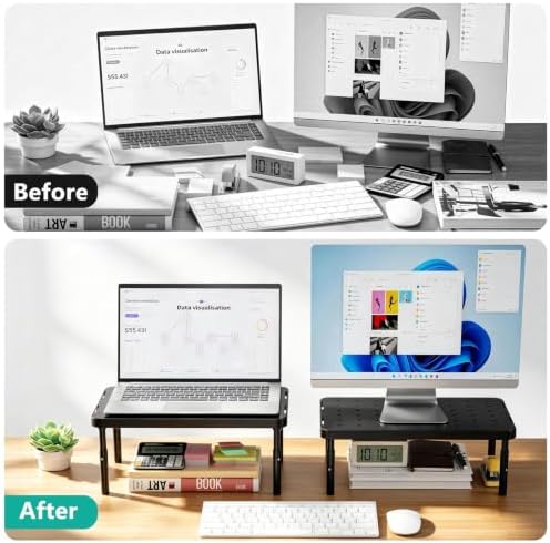 WALI Computer Monitor Stand for Desk, Adjustable Laptop Riser, up to 44 lbs