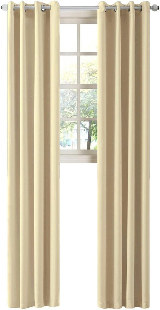 LA PALMA Thermal Insulated Blackout Darkening Grommet Living Room Curtains Window Drapes for Bedroom Pack of 2 Panels