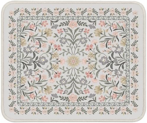 iCasso Aesthetic Small Mouse Pad, 9.5x7.9in,Home Office,Gray Floral