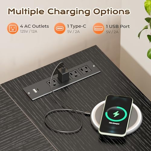 Huuger 63 Inch L Shaped Desk with Power Outlets & 0.95 Inch Thicker Desktop