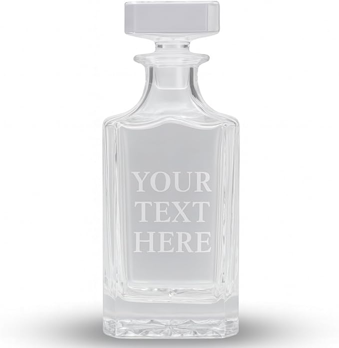 Gifts Inscribed Custom Text Whiskey Decanter Bottle (750 ml) - Personalized Font Glass Liquor Decanter Set - Customized Glassware - Engraved Whisky Glassware Gift for Wedding Anniversary Birthday Dad