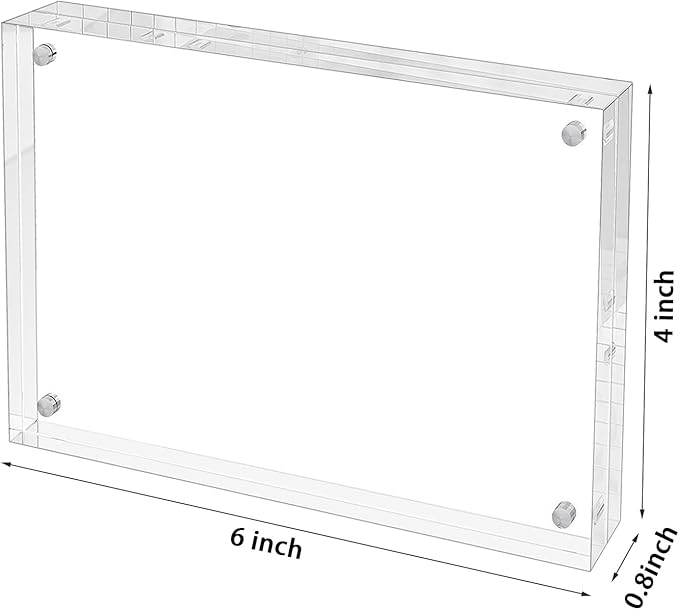 Acrylic Picture Frame, 2pack 4x6 Inch Clear Photo Double-Sided Frames, Magnetic 12+12MM Thickness Picture Frame Clear Photo Frame Stand, Double-Sided Acrylic Frame Stand