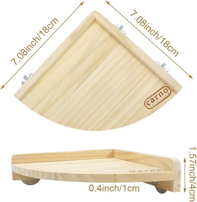 Litewoo Bird Perch Corner Platform Stand Shelf for Parrot Parakeet Cage | Natural wood, corner-mount design saves space, smooth polished safe for bird feet, for small-medium birds/budgie/cockatiel