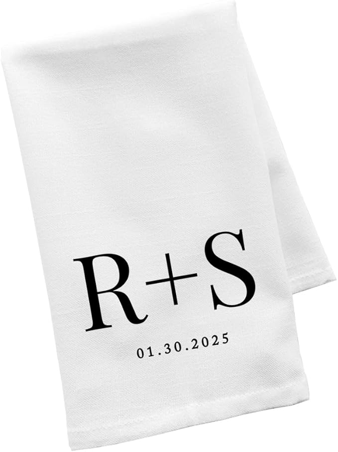 Andaz Press Personalized Kitchen Towel, Flour Sack Tea Towel Couples Monogram with Year Custom Kitchen Gifts Bridal Shower Wedding Gift Housewarming Gift for Couples Hand Towel Farmhouse Kitchen Decor