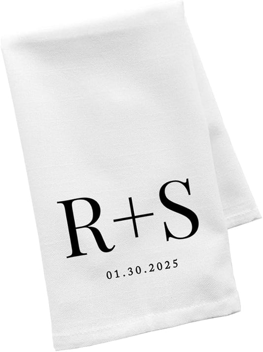 Andaz Press Personalized Kitchen Towel, Flour Sack Tea Towel Couples Monogram with Year Custom Kitchen Gifts Bridal Shower Wedding Gift Housewarming Gift for Couples Hand Towel Farmhouse Kitchen Decor