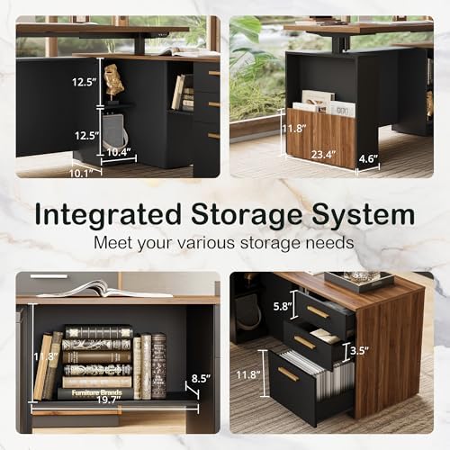 ModernMate 63" L Shaped Executive Standing Desk with 3 Drawers