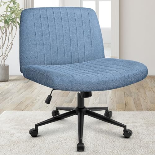 Orange Factory Criss Cross Chair, Wide Wheel Vanity Seat, Blue Dual Base
