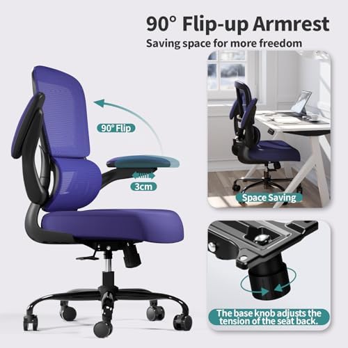 TRALT Office Chair - Ergonomic Desk Chair with Adjustable Lumbar Support, Mesh Computer Chair, Executive Chair for Home Office Comfortable Lumbar Support (1, Purple)