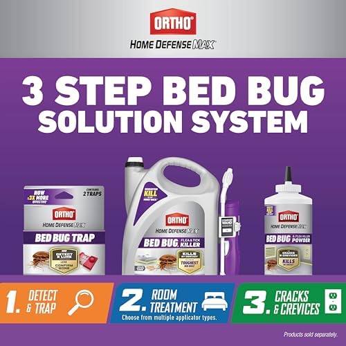 Ortho Home Defense Max 3-Step Bed Bug Solution System, Bed Bug Treatment System, Includes Traps, Spray and Powder, Treat Rooms, Beds, Cracks and Crevices