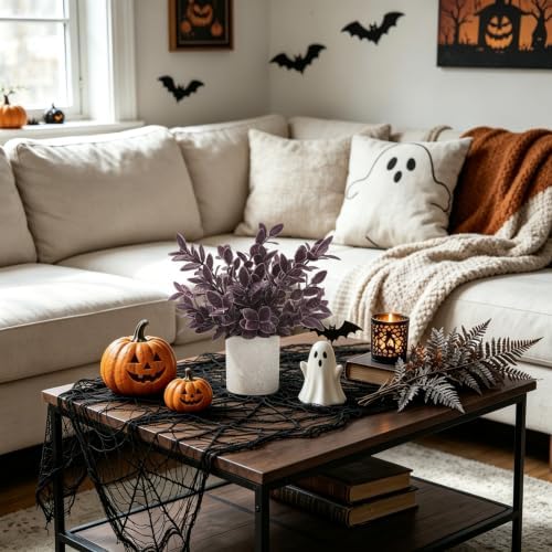 Der Rose 3 Pack Plum Eucalyptus Fake Plants for Halloween Bathroom Decor