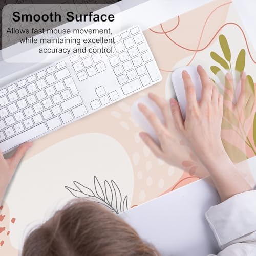 QiyI PU Leather Large Mouse Pad, 31.5" x 11.8", Minimalist Pink