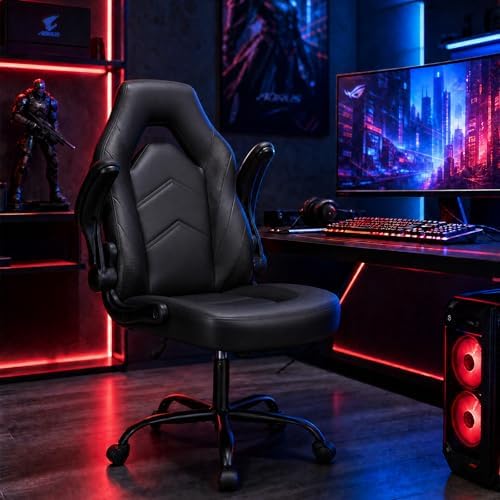 Sweetcrispy Computer Gaming Chair, Home Office Desk Chair, PU Leather