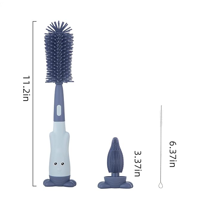 Chemimoso Cup Cleaning Brush, Silicone Baby Bottle Brush with Stand, Large Handle Water Bottle Brush Cleaner Set, with a Tiny Cup Lid Gap Cleaning Brush, Cup Lid Cleaner Brushes Kit, Pink