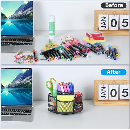 Topwey 360 Rotating Pencil/Pen Holder for Desk in Black