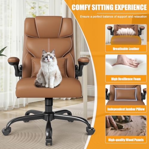 Executive Office Chair with Flip-up Armrests,Ergonomic Computer Desk Chairs