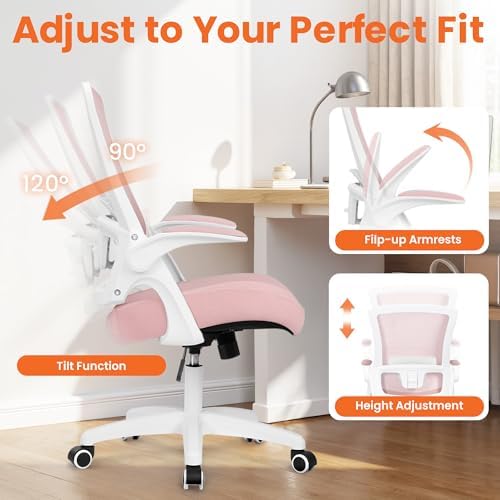NEO CHAIR Office Desk Chair High Back Mesh Chair Adjustable Lumbar, Pink