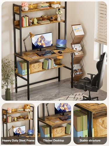 Aquzee 40 Inch Desk with Shelves, Computer Desk with Hutch