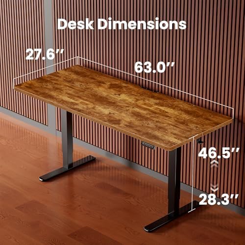 ErGear 63 X 28 Height Adjustable Electric Standing Desk, Vintage Brown