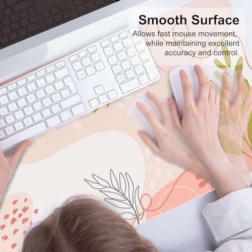 QiyI PU Leather Large Mouse Pad, 31.5" x 15.7", Minimalist Pink