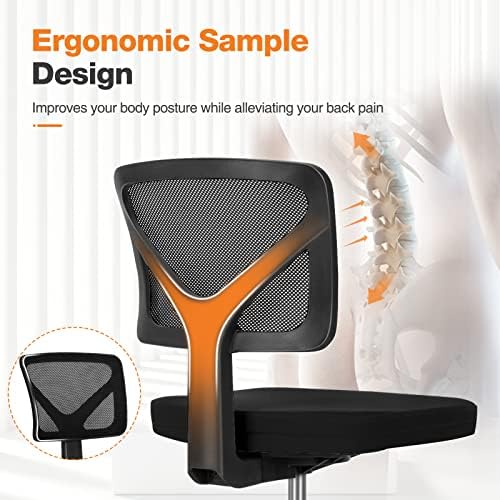 Sweetcrispy Small Armless Desk Chair, Mesh Rolling Office Chairs