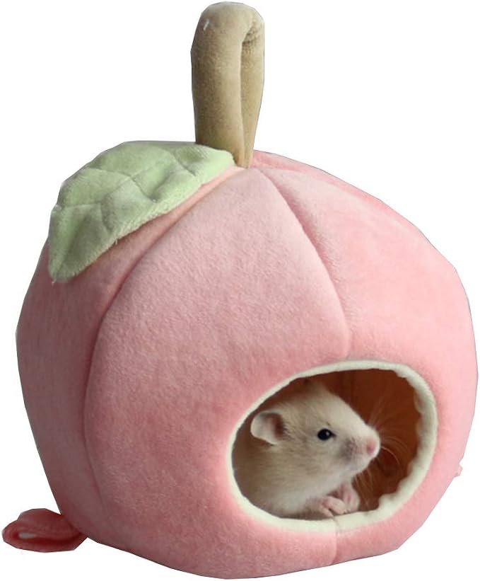 ANIAC Pet Winter Hanging Fruit House Hammock Warm Bed Nest Accessories for Hamster Guinea Pig Hedgehog Chinchilla Hamster and Small Animals (Pink)