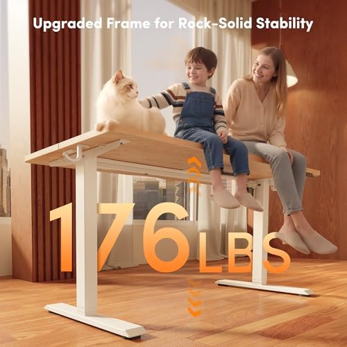 FEZIBO Standing Desk 48 × 24 Inch Electric Height Adjustable, Maple