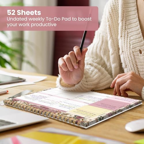 Weekly To Do List Notepad with 52 Undated Sheets（8.5"×11"）- Undated Weekly Planner Notepad for Office Desk Accessories and Supplies - Mauve Muse