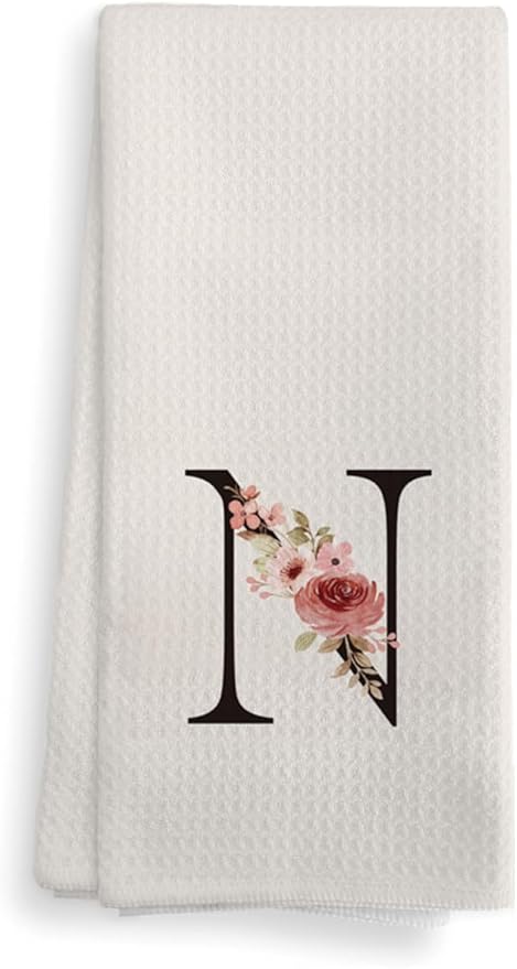 Kitchen Towel, Personalized Gifts Mode Monogram Letter N Kitchen Towel for Kitchen Dinning Bathroom, Christmas Birthday Gifts for Women, Kitchen Towel and Dishcloths Sets 16×24 Inches