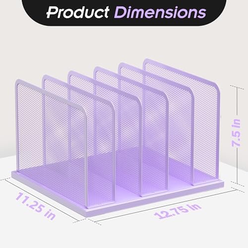 Kuntine.B 5-Section Upright Desk File Organizer Purple 1 Pack