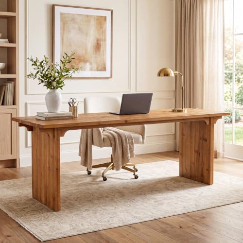 70.87'' Long Solid Wood Desk, Farmhouse Executive Computer Desk
