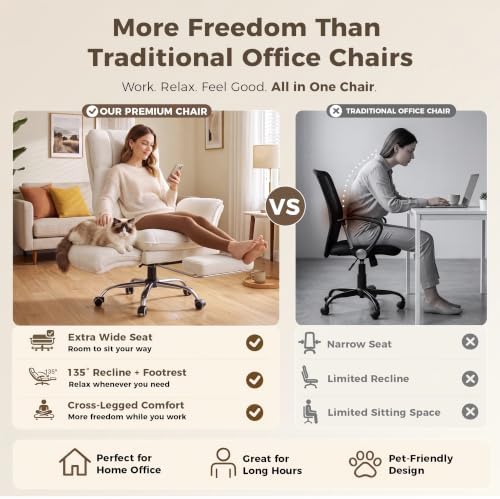Big and Tall Office Chair, Flip Armrests for Pets & Cross Legged Sitting