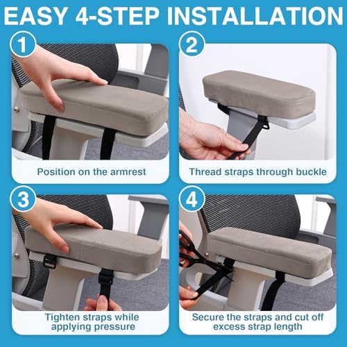 Smiry Memory Foam Office Chair Armrest Pads, Non-Slip Armrest Cushion