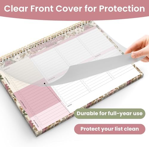 Weekly To Do List Notepad with 52 Undated Sheets（8.5"×11"）- Undated Weekly Planner Notepad for Office Desk Accessories and Supplies - Mauve Muse