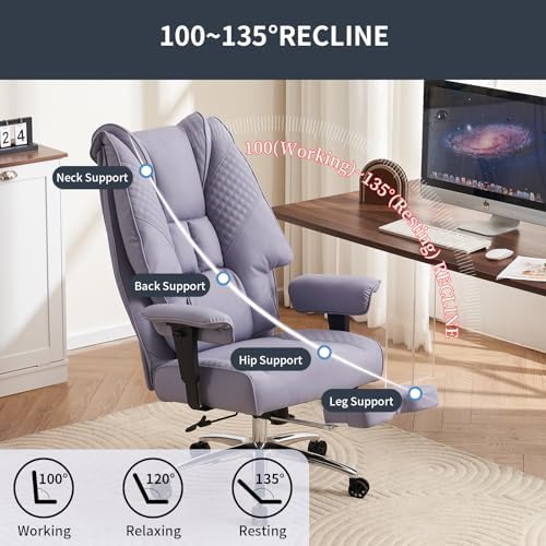 EXCEBET Big and Tall Executive Office Chair 400lbs Wide Seat, PU Purple