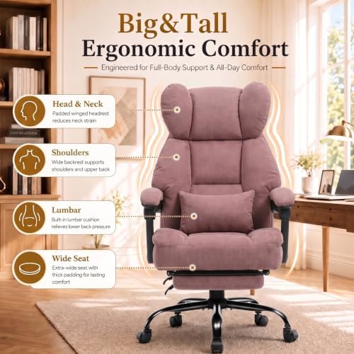 GTPLAYER Big&Tall Ergonomic Gaming Chair, Wide Spring Seat, Linkage Armrest,DPPK