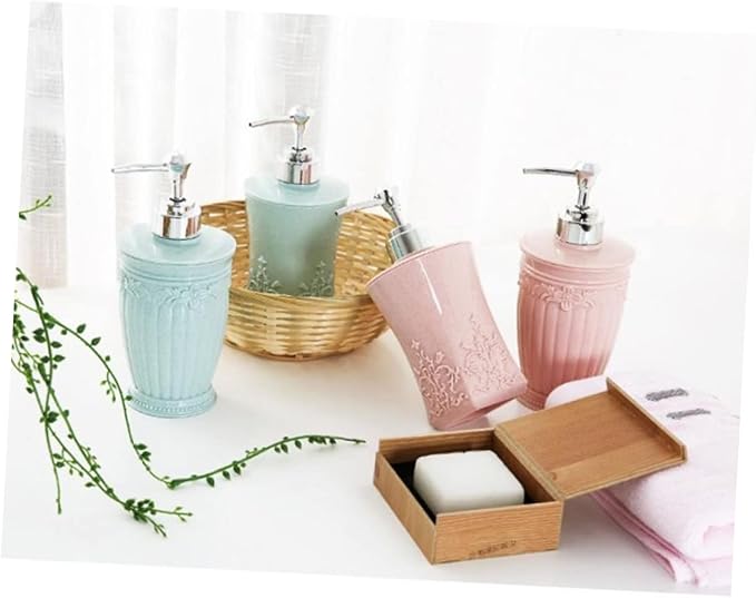 Emulsion Pump Press Bottle Refillable Square Shampoo and Lotion Dispenser Eco-Friendly Portable Container Light Blue for Home Use