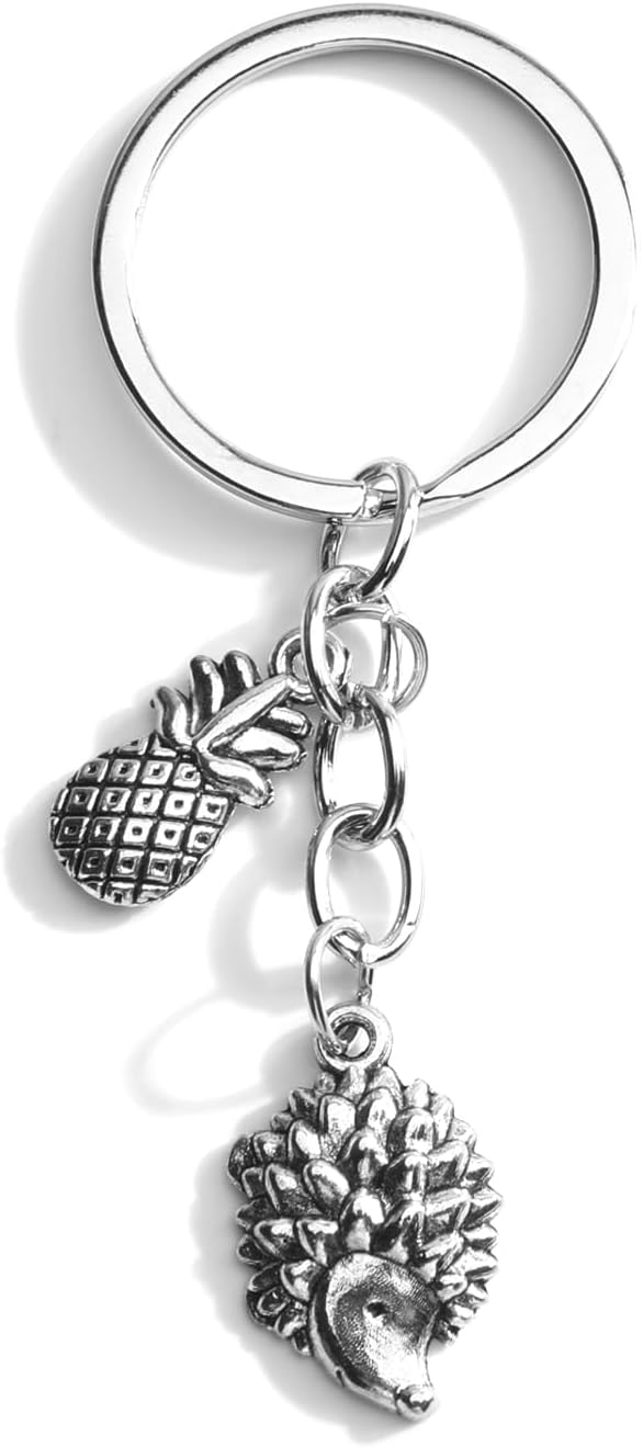 Hedgehog Keychain with Pineapple Charm Cute Hedgehog Keychain Adorable Animal and Fruit keycharm Accessory for Women Cute Keyring Gift Idea