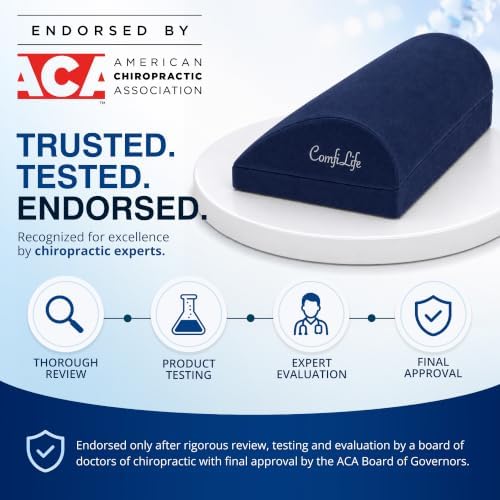 ComfiLife Foot Rest for Under Desk at Work – Adjustable Desk FootRest for Office Chair, Gaming Accessories – Ergonomic Teardrop Design for Back, Hip & Leg Pain Relief – 100% Memory Foam (Navy)