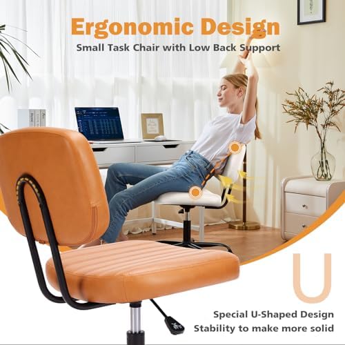Sweetcrispy Office Desk Chair, Small Home Vanity Chair, Lumbar Support
