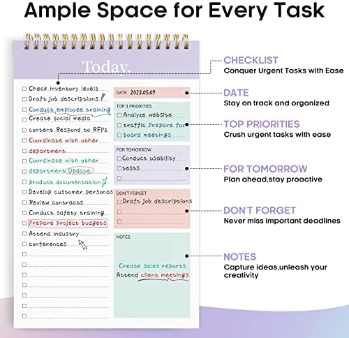 Taja To Do List Notepad, Undated Daily Planner for Work and Goal Setting