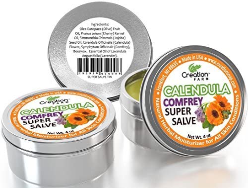 Creation Farm - Super Salve Calendula Herb Balm - 4 Oz Salve Tin - Consuelda Hierbas - Pomada