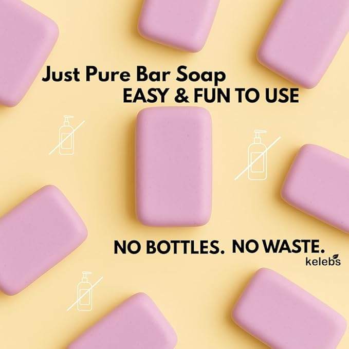 KELEBS Hypoallergenic Kids Soap Bar 2-Pack - Organic & Gentle Lavender Oil Body Wash for Children - Natural Ingredients, Fun Bath Time