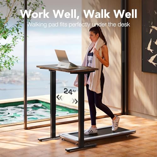 HUANUO 32x19 Inch Small Electric Standing Desk, Adjustable, Rustic Brown