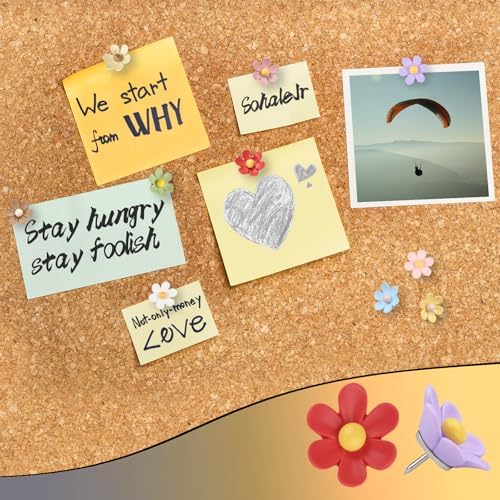 30 Pcs Flowers Push Pins Decorative Thumb Tacks in 10 Colors Cute Office Decor for Cork Board Bulletin Board, Photos Wall Maps and Other Offices Schools Supplies Christmas Decoration