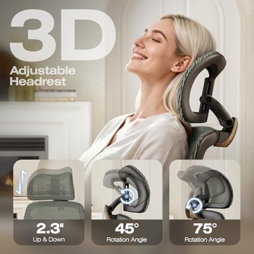 ELABEST X100 Ergonomic Mesh Office Chair with Footrest, Big and Tall Home Desk Chair with 5D Flip-Up Arms, Adjustable 3D Lumbar Support, Gaming & Executive Computer Chair (Forest Ranger)