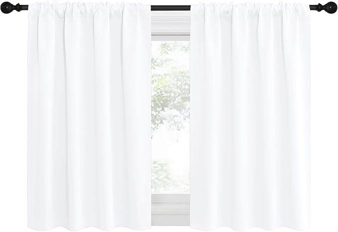 NICETOWN RV Curtains for Camper Windows, White Curtains for Kitchen Window, Home Decoration Light Filtering Drapes for Small Window (34" Wide by 30" Long, 1 Pair)