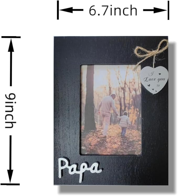 Grandpa Picture Frame,I Love You Papa Photo Frame with Heart,Father Day Gift,Gift for Dad or Grandpa from Grandchildren, Grand Father Frame 4x6 Vertical (Papa)